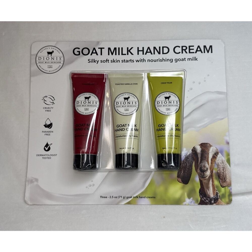 Dionis Goat Milk Hand Cream Set. 3 pack, 2.5 oz. each.